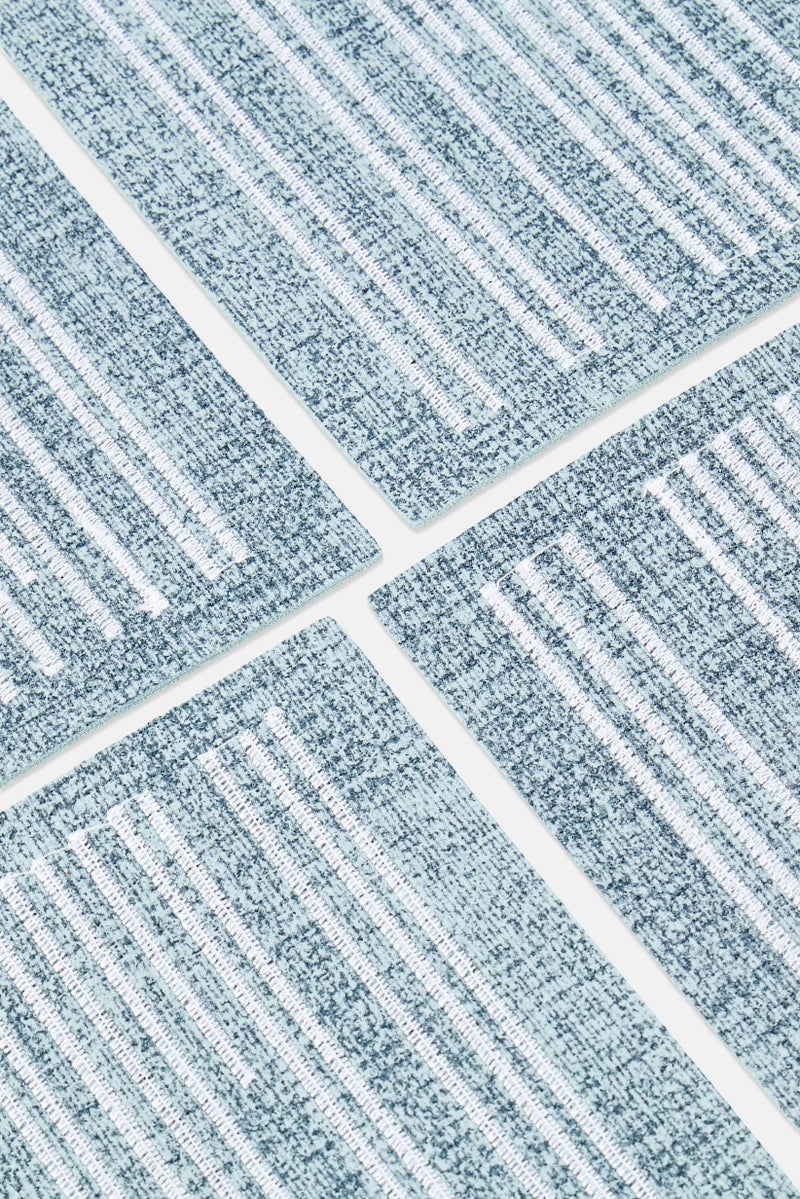 Catherine Malandrino 4 Pieces Embroidered Dining Placemats Set, Light Blue - Image 3